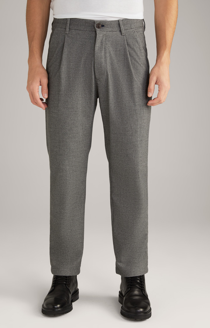 Lead Pleated Trousers in Grey Mélange