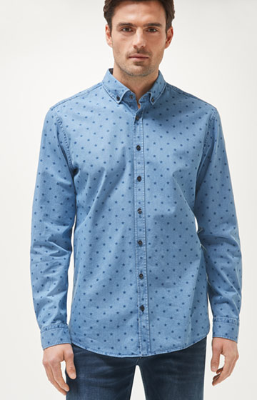 Jeans-Hemd Heli in Denim-Blau gemustert
