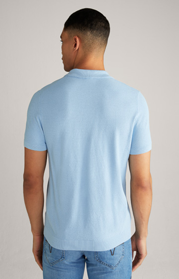 Bawełniana koszulka polo Vanco z wiskozy w kolorze jasnoniebieskim