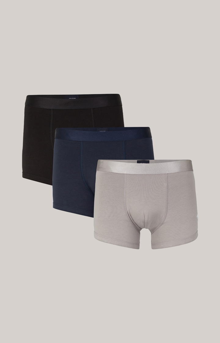3-Pack of Fine Cotton Stretch Boxers in Black/Light Grey/Navy