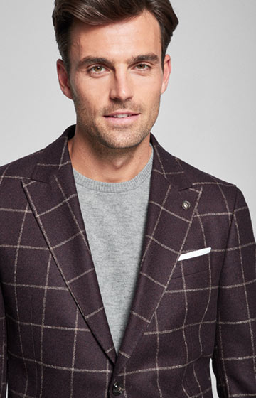 Sakko Hakeem in Bordeaux-Pflaume kariert